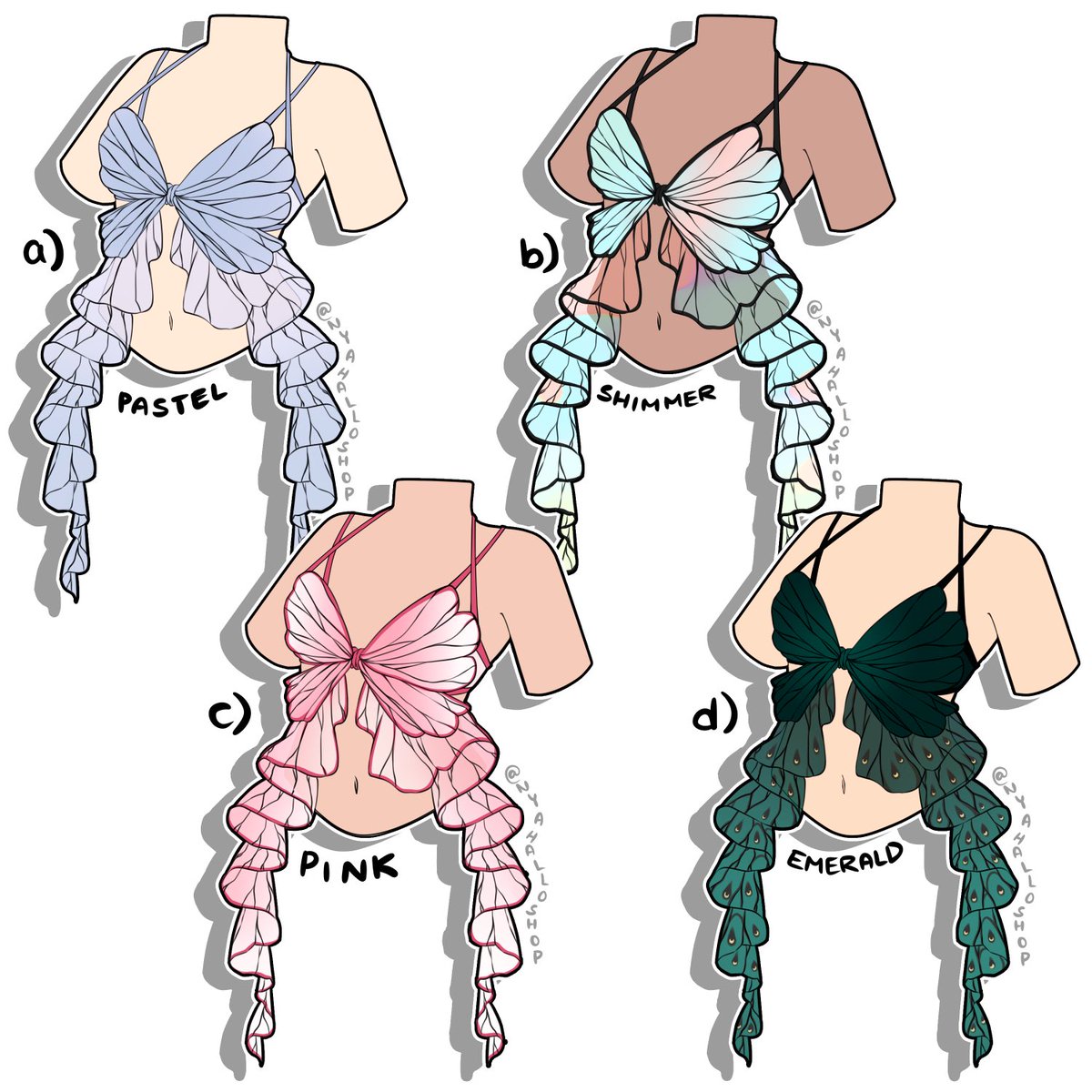 NyahalloShop's tweet image. Butterfly tops 🦋 a, b, c or d?
