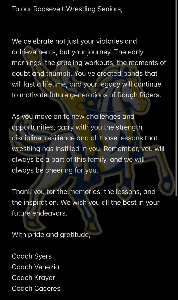 _RRWrestling's tweet photo. A message to our 2024 Roosevelt Wrestling Seniors… https://t.co/OB1pSBn4dS