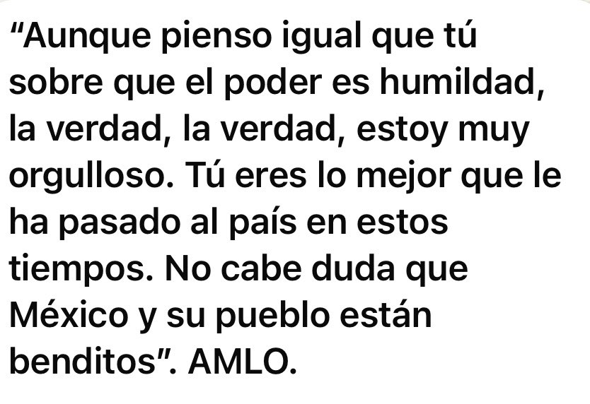 Claudia Sheinbaum Pardo (@claudiashein) on Twitter photo Les confieso que cuando el presidente <a href="/lopezobrador_/">Andrés Manuel</a> me envió este mensaje el miércoles por la noche, se me llenaron los ojos de lágrimas por la emoción de recibir el reconocimiento por parte de un hombre al que siempre he admirado como un gran dirigente y como gran presidente. Les confieso que cuando el presidente <a href="/lopezobrador_/">Andrés Manuel</a> me envió este mensaje el miércoles por la noche, se me llenaron los ojos de lágrimas por la emoción de recibir el reconocimiento por parte de un hombre al que siempre he admirado como un gran dirigente y como gran presidente.