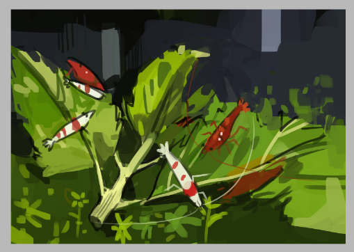 my shrimps eating nettle color study