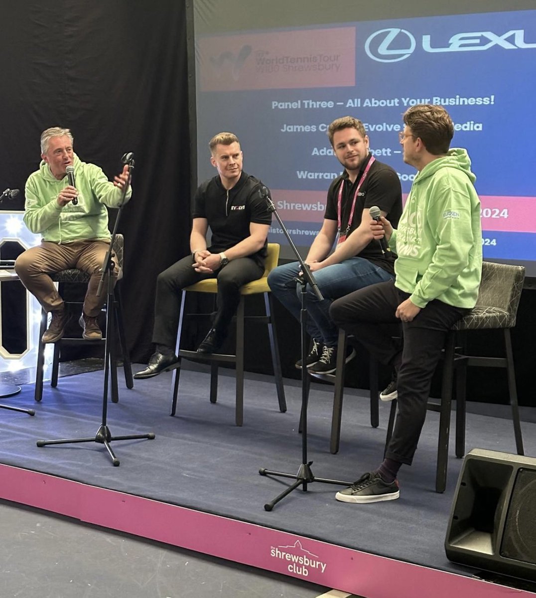 MatthewPotts's tweet photo. Great opportunity to join @davecourteen and @sebslater of @ShrewsburyBID on a panel session earlier this week at the sponsors launch of the W100 tennis tour at @shrewsbury_club to discuss the positive impacts this international event will bring to #Shropshire. @InvestInShrops https://t.co/uxUNxW4JR7