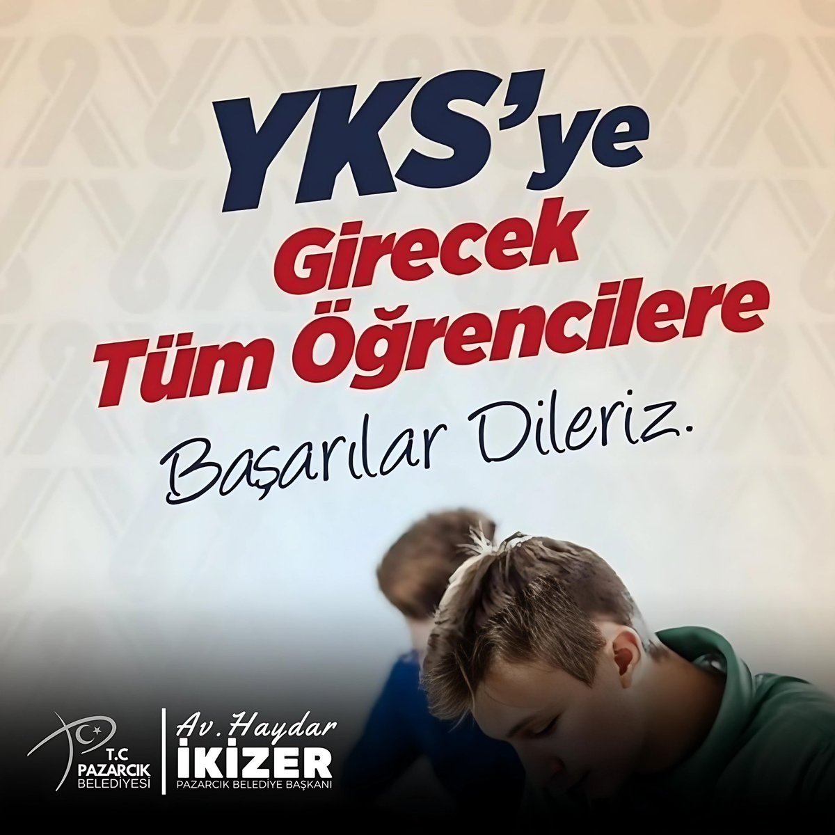 TCPazarcikBel's tweet photo. YKS’ye girecek tüm genç kardeşlerimize başarılar diliyoruz.

Eğitim hayatınızdaki bu önemli adımda, hayallerinize ve hedeflerinize ulaşmanızı, emeklerinizin karşılığını almanızı temenni ediyoruz. 💪🏻

#Yks2024 https://t.co/HY8TPPbxk1