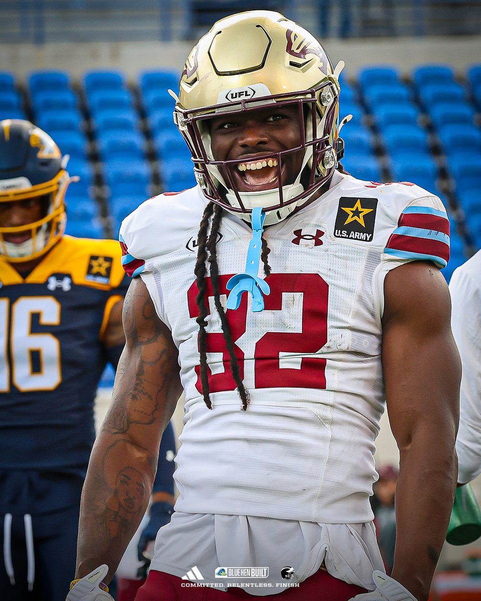 Delaware_FB's tweet photo. Best of luck to @kwhitehead in @TheUFL playoffs this weekend! 😤

📸: Wes Hale/UFL/Getty Images https://t.co/fu8Vtsiitc