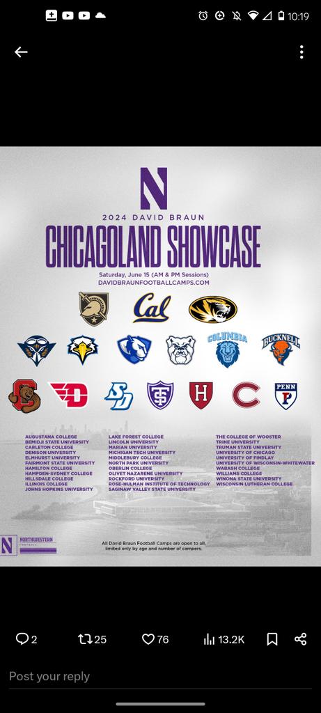 Had a great time at North Central College  learning from the best coaches, I will be at the Chicago Land showcase June 15 for my next camp. <a href="/coach_smcgowan/">Sean McGowan</a> <a href="/CoachWalkerIV/">𝐄𝐥𝐯𝐞𝐧 𝐖𝐚𝐥𝐤𝐞𝐫 𝐈𝐕</a> <a href="/Coach_Wood34/">Colin Wood</a> <a href="/LaMarcusHicks/">LaMarcus Hicks</a> <a href="/_Javian07/">Coach Henderson</a> <a href="/coach_smcgowan/">Sean McGowan</a> <a href="/EDGYTIM/">Timothy “EDGYTIM” OHalloran</a> <a href="/PrepRedzoneIL/">Prep Redzone Illinois</a>