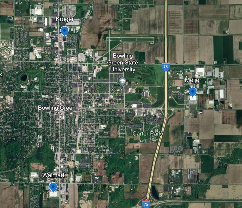 talking_cities_'s tweet photo. I love living in Bowling Green, Ohio and the city is fairly walkable. The one thing holding me back from going mostly car-free is that all the grocery stores are on the edges of town in un-walkable strip malls or industrial parks. #commercialrealestate #unwalkable https://t.co/4Wh7tE0yLi