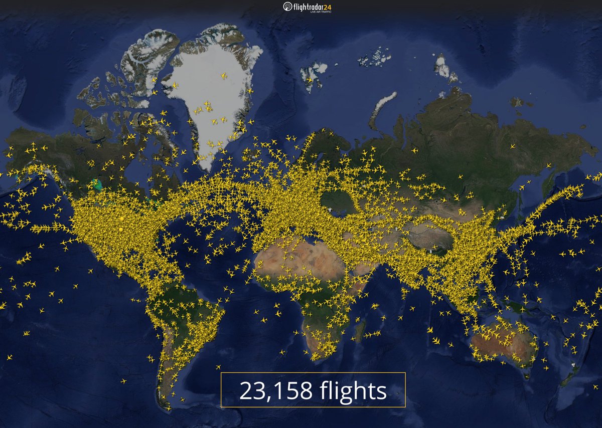 We’re often asked: “what is the most number of flights you’ve tracked at one time?”

This afternoon at about 14:30 UTC we tracked more than 23,000 aircraft for the first time.