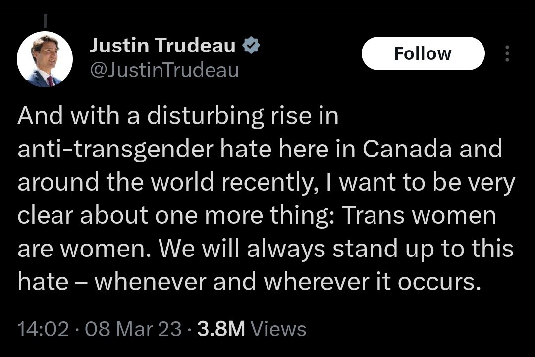 GBCommonSense's tweet photo. @JustinTrudeau #TransWomenAreMEN #TransMenAreWOMEN #TruthMatters #TruthIsNotACrime #TransWomenAreConMen #BiologyIsFact Don't vote for this WOMAN HATING, MISOGYNISTIC, MEN IN DRESSES LOVING, SEXIST PRICK. https://t.co/wepONgLzh1