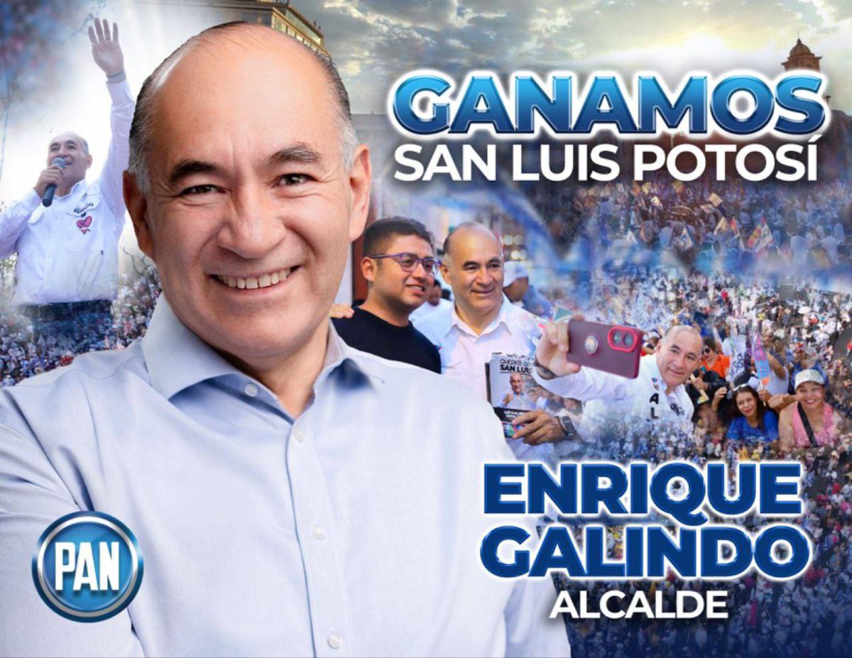 AccionNacional's tweet photo. ¡Gracias San Luis Potosí por el apoyo para que @EF_Galindo continúe tres años más dando resultados!

Con este triunfo, ganaron todas y todos. https://t.co/qYHexE1Y1A