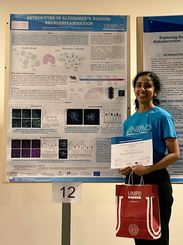 Pizzo Lab (@pizzolab22) on Twitter photo Today we spent an interesting day at the #UNIPhDAnnualNetworkMeeting2024
Congratulations to our very own <a href="/MSCActions/">Marie Skłodowska-Curie Actions</a> student <a href="/KachNeha/">Neha Kachappilly</a> for the award!!🥳 #Neuroinflammation #astrocytes #glia #AlzheimerDisease 🧠👩🏽🔬 <a href="/PhD_DSB_UniPD/">PhD in Biomedical Sciences - UNIPD</a> Today we spent an interesting day at the #UNIPhDAnnualNetworkMeeting2024
Congratulations to our very own <a href="/MSCActions/">Marie Skłodowska-Curie Actions</a> student <a href="/KachNeha/">Neha Kachappilly</a> for the award!!🥳 #Neuroinflammation #astrocytes #glia #AlzheimerDisease 🧠👩🏽🔬 <a href="/PhD_DSB_UniPD/">PhD in Biomedical Sciences - UNIPD</a>