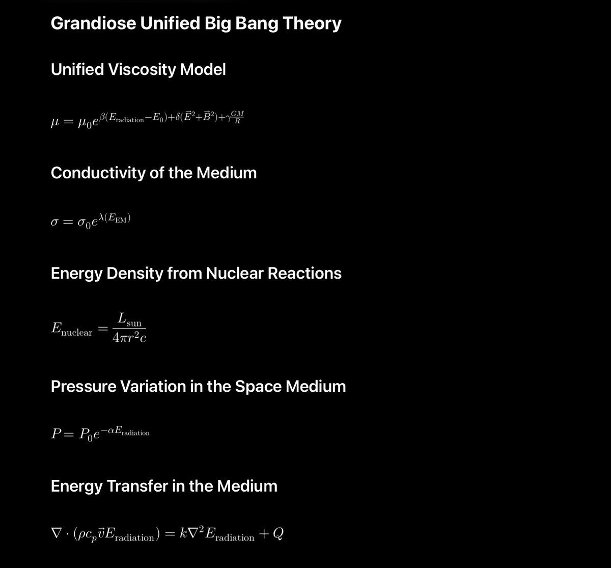 AskACapper's tweet photo. I present the GRANDIOSE UNIFIED BIG BANG THEORY (GUBT) working title. Here is my math. It took me three months of revisions… I need peer review anybody please. Calling a scientist with data. Upload the images to a GPT if you aren’t mathematically inclined. Even. @grok liked! https://t.co/pL24VdwukY