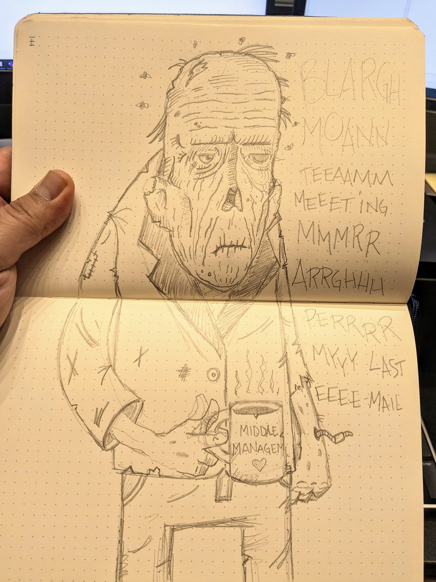 ElBorrachon13's tweet photo. #doodlesofinstagram #phlip #Doodling #independentartist #fortworthartist #chicanoartist #panthercityart #kimberlypencils #sketchbook #makegoodart #makemoreart #zombie #officespace #cubiclelife #beauracracy https://t.co/ronxurkHEg