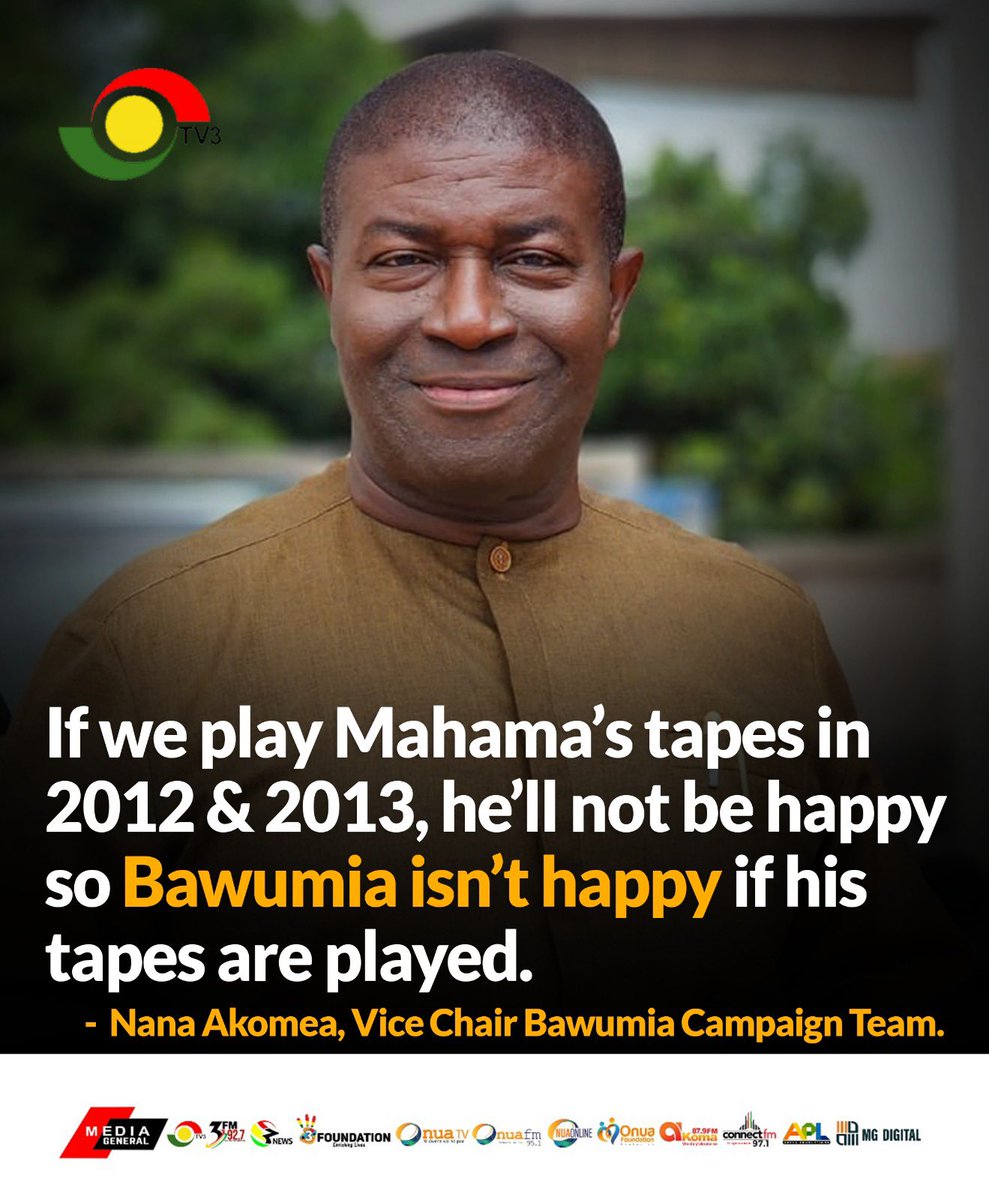 tv3_ghana's tweet photo. The Vice Chair of the Bawumia Campaign, Nana Akomea says the Vice President does not enjoy hearing old tapes of himself being played back to him.

#TV3GH https://t.co/mHGJN7yKzD
