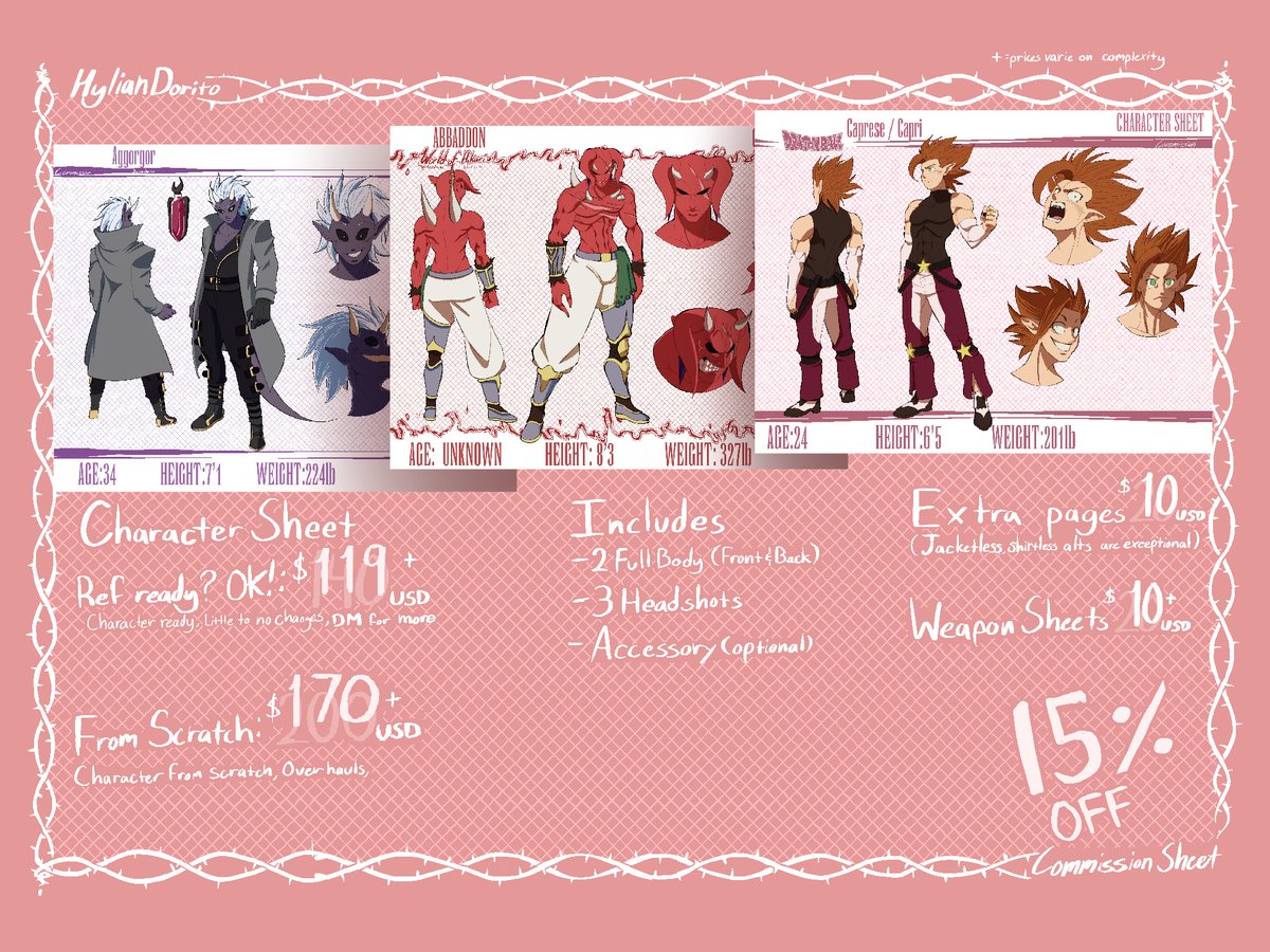 ⚠️EMERGENCY COMMS‼️

Havin surgeries on monday and i NEED to make sure i have enough for it
So prices are on sale (25% off for normals and 15%off chara. sheets)

ill have slots open til SUNDAY afternoon