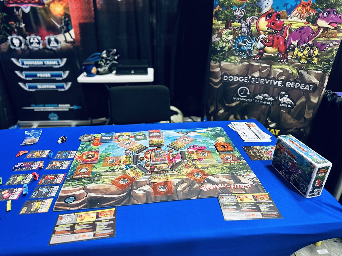 bgstudiosllc's tweet photo. @DreamHack 2024 Indie playground with @SocietyOfPlay demoing our published game: Knights of Glory, Dino Dodge, and Spinstack. Check us out! #games #tabletopgaming #dinosaurs #bluffing #cardgames #dungeoncrawl #tetris #uno #jenga #gamepublisher https://t.co/3mgjF3PpyR