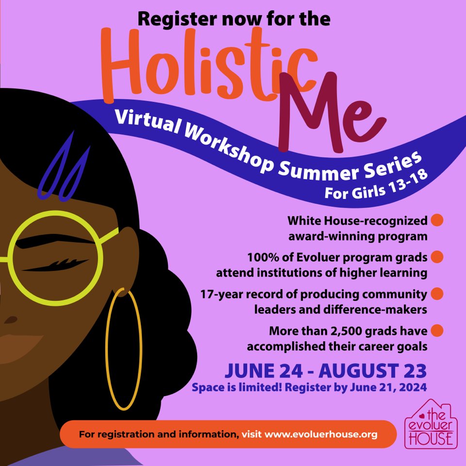 MSealy16's tweet photo. The Evoluer House Personal and Professional Development Workshop is a fun, interactive 9-week virtual learning experience.

How to apply:
Register at this link: https://t.co/XRvFFBHjo5
For more information visit https://t.co/JWD0f9f0DP. 

#summervibe #blackgirlmagic #empowerment https://t.co/fBzFoKKG1t