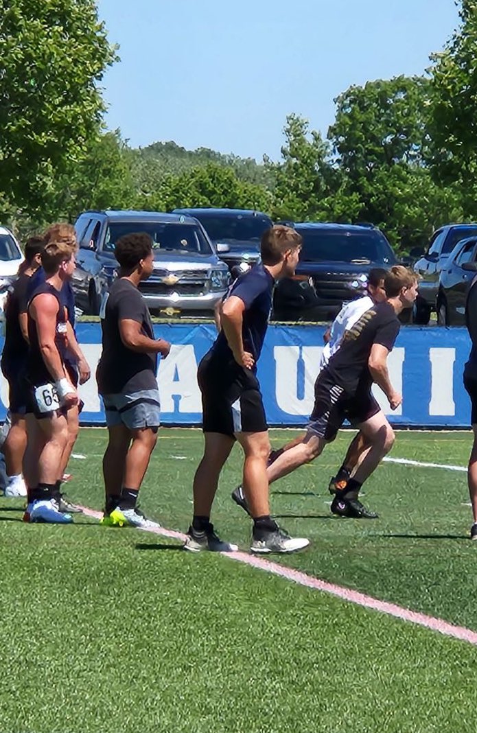 What a great day for some football at <a href="/AU_SpartanFB/">Aurora University Football</a>. Thank you to <a href="/CoachPiasecki/">Coach Pi</a> and the other great coaches there for teaching everyone how to better not only themselves but better their High School team. Thank you to all again. #POUNDTHESTONE