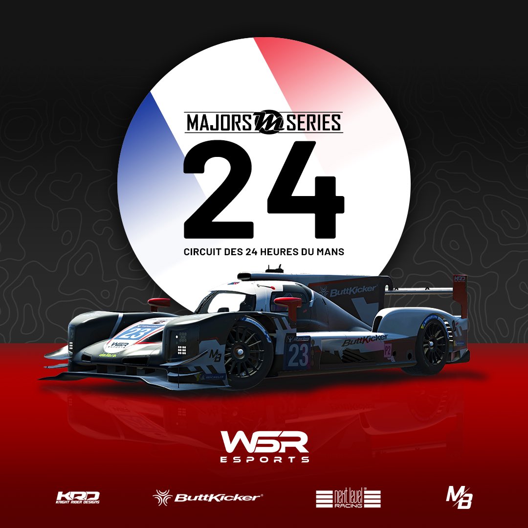 WSR Esports (@wsresports) on Twitter photo We head to Le Mans for the fourth running of the @Majors 24! Four of our cars have made it into top split
GTP #23
LMP2 #123
LMP2 #124
GT3 #223
Replicating the biggest race in motorsport, we are excited for this one
Partners:
<a href="/TheButtKicker/">The ButtKicker</a>
<a href="/nextlvlracing/">Next Level Racing</a>
<a href="/MBSimphotos/">Morgan Butler</a>
Knight We head to Le Mans for the fourth running of the @Majors 24! Four of our cars have made it into top split
GTP #23
LMP2 #123
LMP2 #124
GT3 #223
Replicating the biggest race in motorsport, we are excited for this one
Partners:
<a href="/TheButtKicker/">The ButtKicker</a>
<a href="/nextlvlracing/">Next Level Racing</a>
<a href="/MBSimphotos/">Morgan Butler</a>
Knight