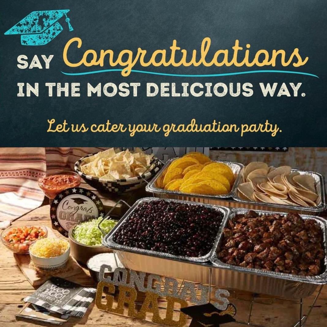MoesHR's tweet image. Let us help you celebrate your graduate! 🎓 From fresh chips and dips to full on taco, fajita and salad bars, our catering menu has all the bold flavors to make it a grad party to remember. We can even deliver and set it all up! &amp;gt;&amp;gt;&amp;gt; moes.com/catering