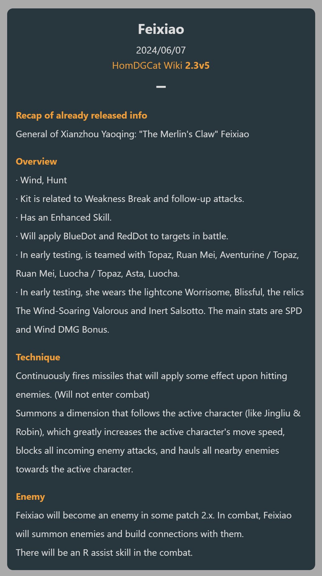 妮可少女 HomDGCat on X: “[HSR Future] About Feixiao Her technique 