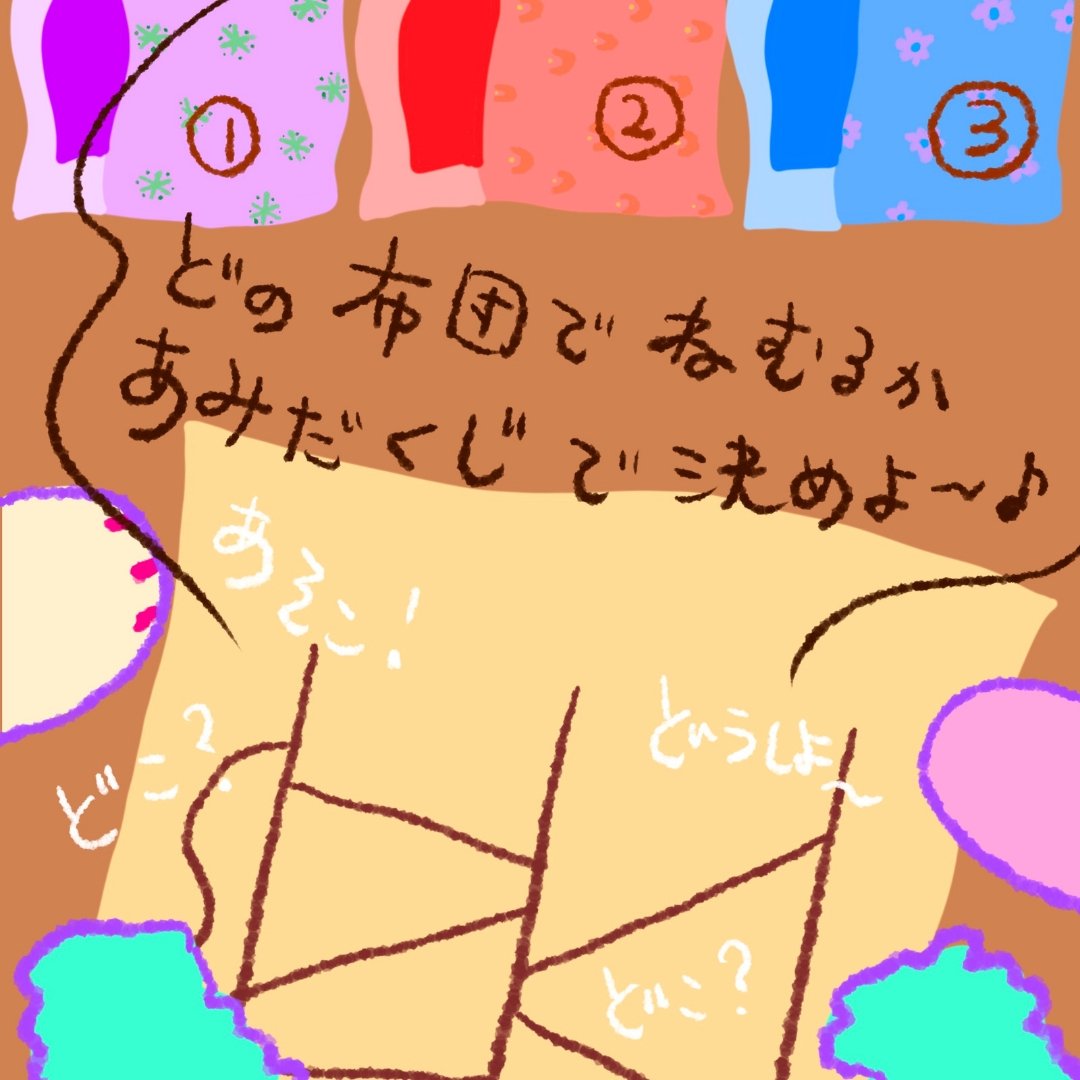 spacecode4's tweet image. どの布団でねむるか
あみだくじで決めよ〜🎶
#猫 #マンガ #旅の楽しみ #旅行 #あみだくじ #イラスト