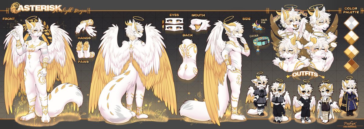 _Reikyo's tweet image. Finally, another big reference sheet completed! Honestly, I'm in love with this character's design. I'm really happy with the final result 💛🤍✨

Do you like it?💜✨
