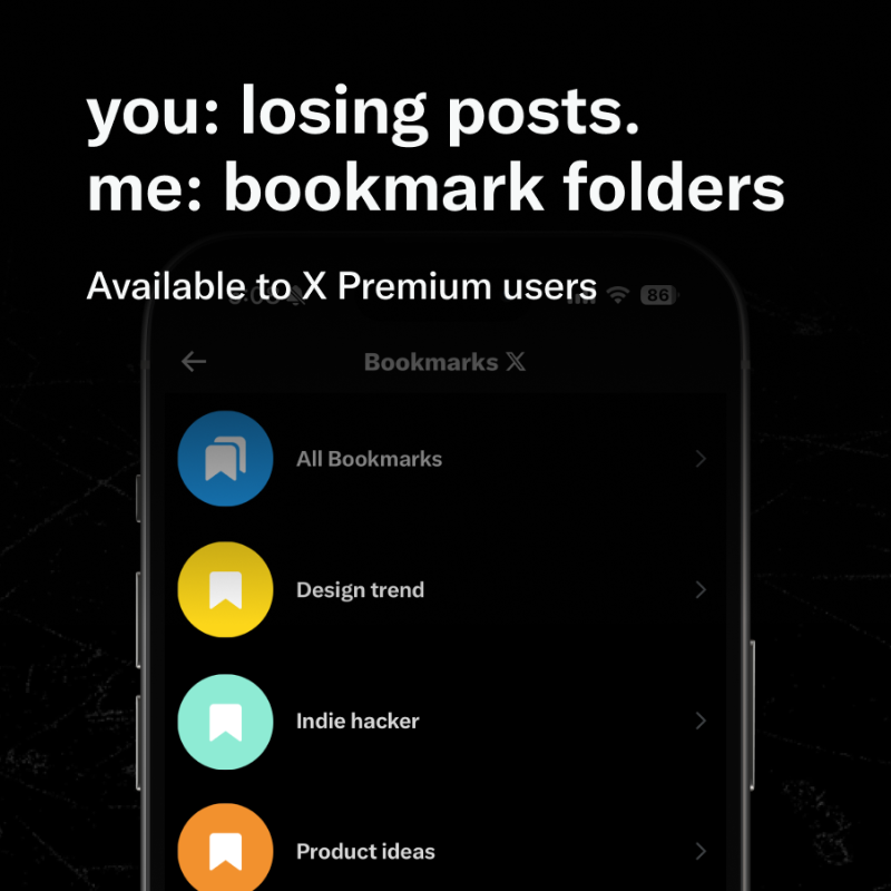 premium's tweet photo. Save tons of time on X. Get Premium and try bookmark folders.

https://t.co/APTO1t7SBS