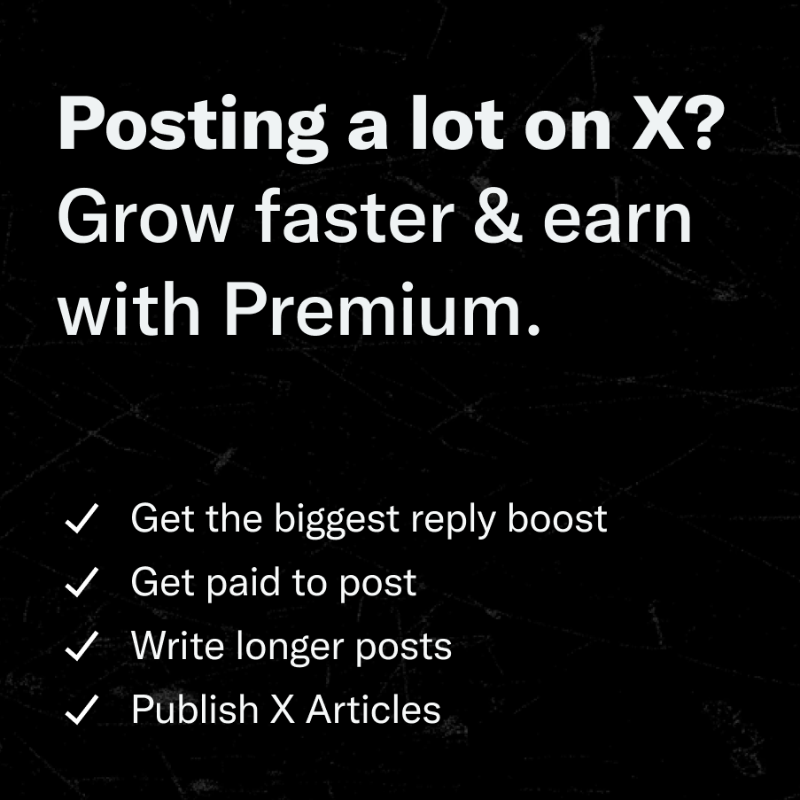 premium's tweet photo. Create more. Earn more. Try X Premium+ for creators.

https://t.co/APTO1t7SBS