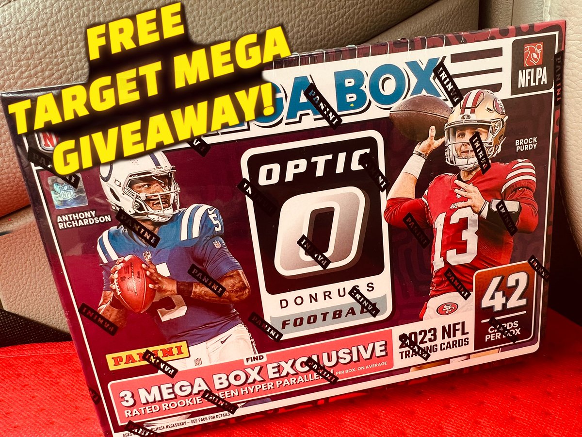 🏈#free #giveaway🏈

2023 #panini Optic #NFL #football Target Mega!

Entry:

1) #follow <a href="/TheHawk177/">The Hawk (Sammy Harken)</a>, Repost, Like, Tag three people

2) Watch the rip #youtube: youtu.be/OI7nOl1LHIk?si… #subscribe, #like, Comment

Winner drawn next weekend! #thehobby #sportscards #whodoyoucollect