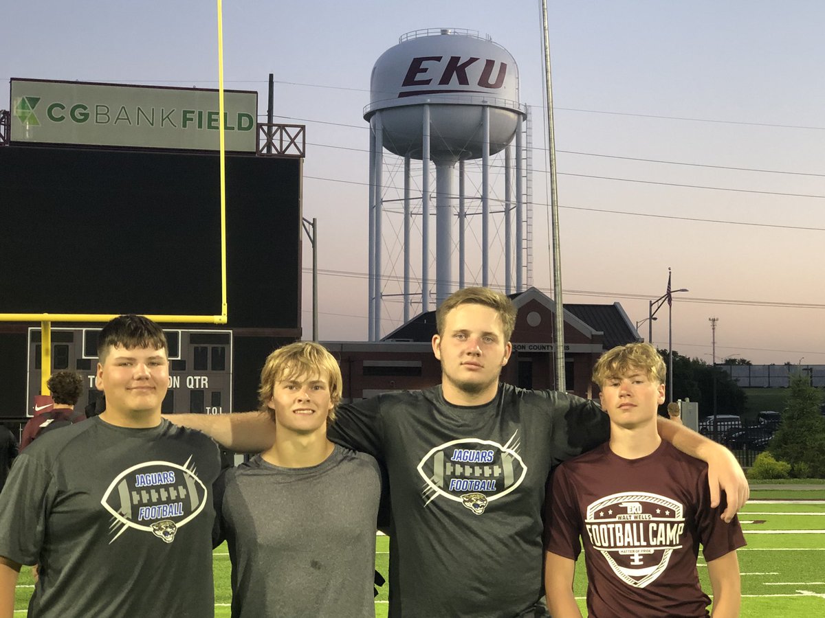 Landon Walton (@landonwalton71) on Twitter photo Had a great time today at <a href="/EKUFootball/">EKU Football</a> camp!!! Represented <a href="/eastjagsFB/">East Jessamine Football</a> today with <a href="/BradyCummi85866/">Brady Cummins</a> <a href="/Levihammond73/">Levi</a> <a href="/coltcox859/">Colton Cox</a>!!! <a href="/CoachFields01/">Trenton Fields</a> <a href="/BigTCraig1/">Coach T Craig</a> <a href="/brockrunyon55/">Brock Runyon</a> <a href="/TommyLeeCraig/">Tommy Lee Craig</a> Had a great time today at <a href="/EKUFootball/">EKU Football</a> camp!!! Represented <a href="/eastjagsFB/">East Jessamine Football</a> today with <a href="/BradyCummi85866/">Brady Cummins</a> <a href="/Levihammond73/">Levi</a> <a href="/coltcox859/">Colton Cox</a>!!! <a href="/CoachFields01/">Trenton Fields</a> <a href="/BigTCraig1/">Coach T Craig</a> <a href="/brockrunyon55/">Brock Runyon</a> <a href="/TommyLeeCraig/">Tommy Lee Craig</a>