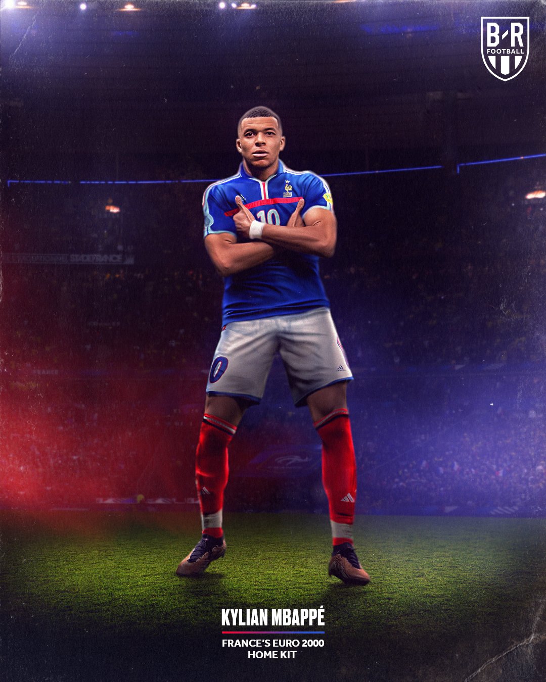 B R Football X The stars of Euro 2024 in throwback Euro kits Kylian Mbappe x France https t yVrR7Um0KT X