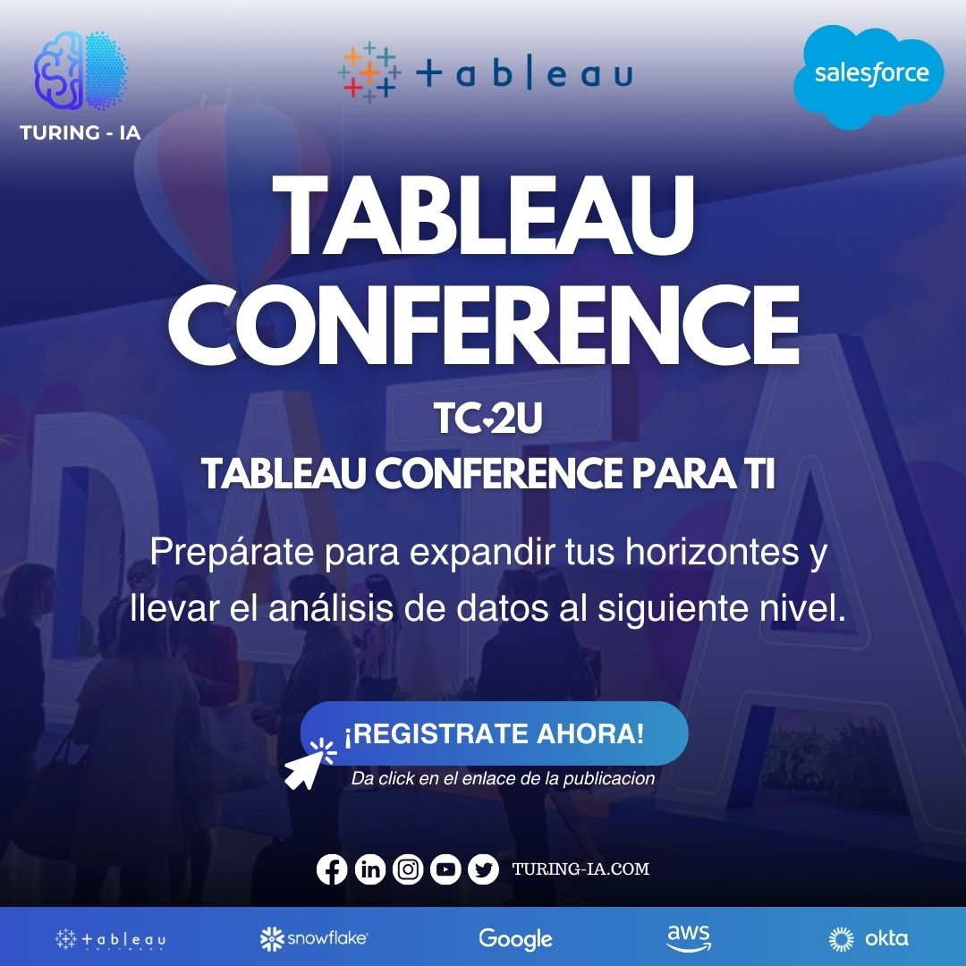 IaTuring's tweet image. Nos complace invitarte a registrarte para recibir el resumen completo de la reciente Tableau Conference 2024.😃

Link de registro: forms.gle/y8UwStQmWTsJiS…

#inteligenciadenegocios #analíticaeinteligenciadenegocios #businessintelligence #tableau #analíticavisual
