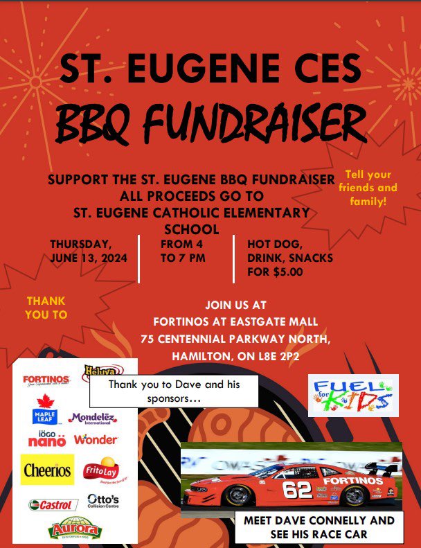 St. Eugene CES (@steuces) on Twitter photo Join us for our BBQ fundraiser at Fortinos Eastgate from 4 to 7 PM on June 13. <a href="/DaveConnelly82/">Dave Connelly</a> <a href="/MorrisHucal/">Morris Hucal</a> <a href="/HWCDSB/">HWCDSB</a> #fuelforkids
racesportz.com Join us for our BBQ fundraiser at Fortinos Eastgate from 4 to 7 PM on June 13. <a href="/DaveConnelly82/">Dave Connelly</a> <a href="/MorrisHucal/">Morris Hucal</a> <a href="/HWCDSB/">HWCDSB</a> #fuelforkids
racesportz.com