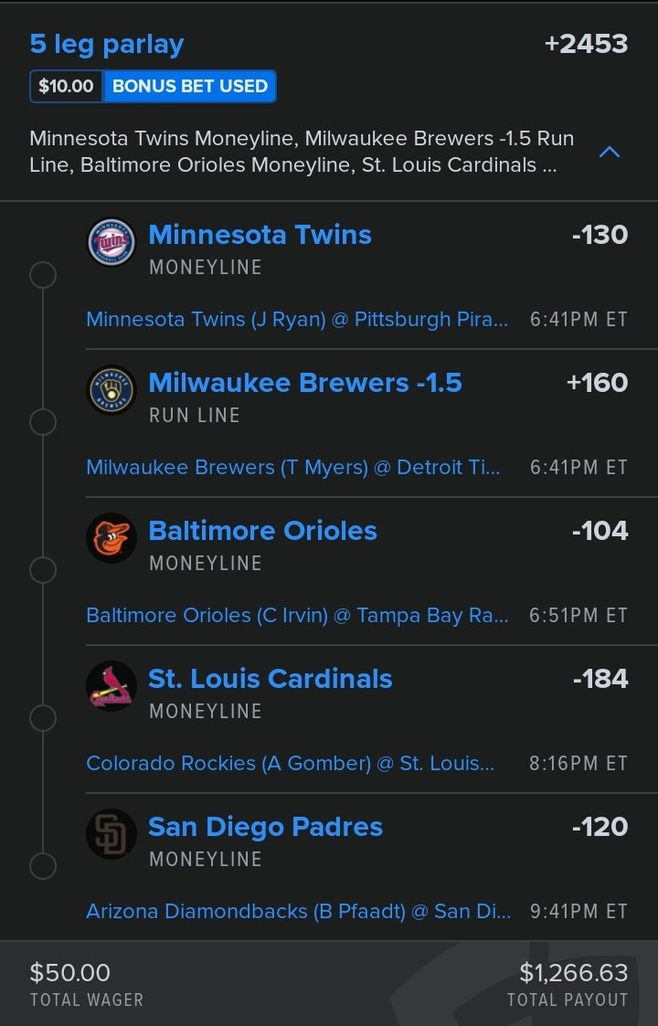 A little lay for the masses. Really like the Brewers tonight. Best of luck to all!