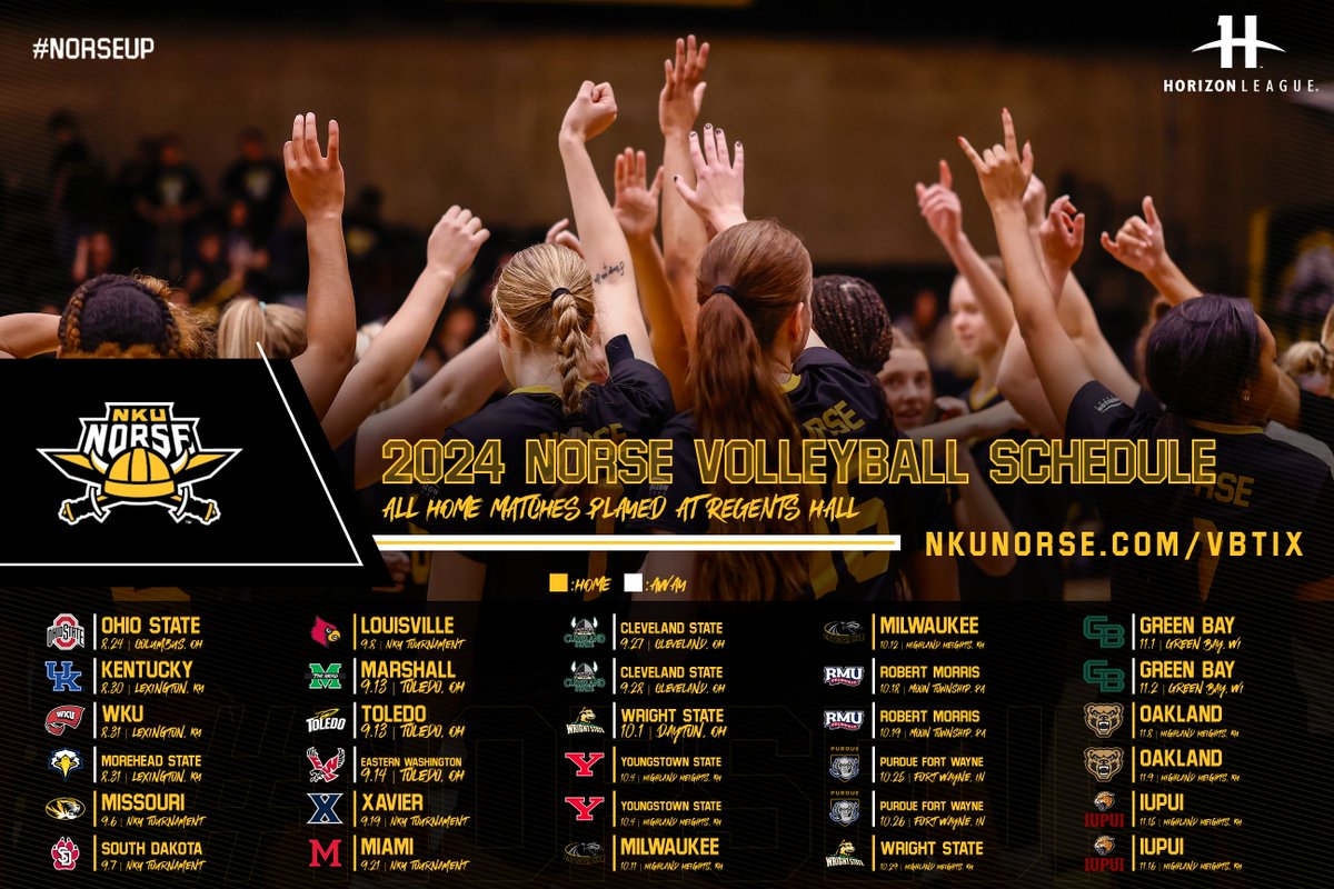 NKUNorseVB's tweet photo. The 2⃣0⃣2⃣4⃣ season is 𝗛𝗘𝗥𝗘‼️

The slate includes 30 matches overall, highlighted by ✌️ home tournaments!! 👀

📰 - https://t.co/LwieBnBQJU
🎟️ - https://t.co/qBFkDN5CT1

@NKUNorse | #NorseUp https://t.co/X8V6Y7tApY