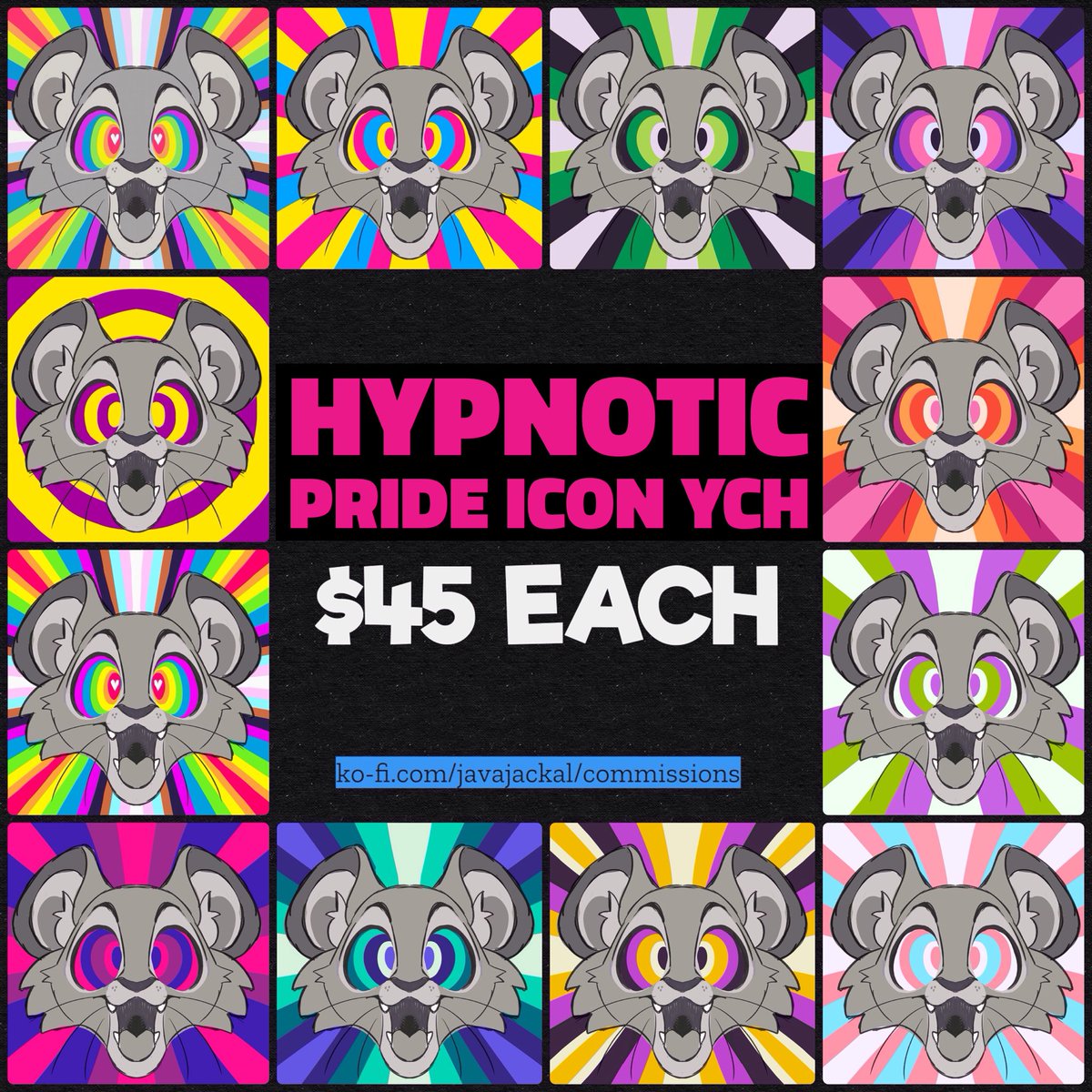JavaJackal's tweet photo. Open for hypno pride icons like these on my ko-fi!
https://t.co/Ou9EbNFOJ6 https://t.co/ulTCkWQWww