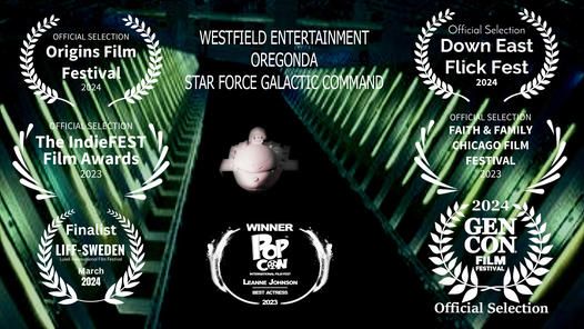 As the spacecraft Oregonda departs from the belly of the command ship Nastron in 2024! The line up so far: Oregonda will be showing at GEN CON 2024, and now being released today Oregonda will be at The ORGINS film festival, as well as The DOWN EAST FLICK FEST 2024!