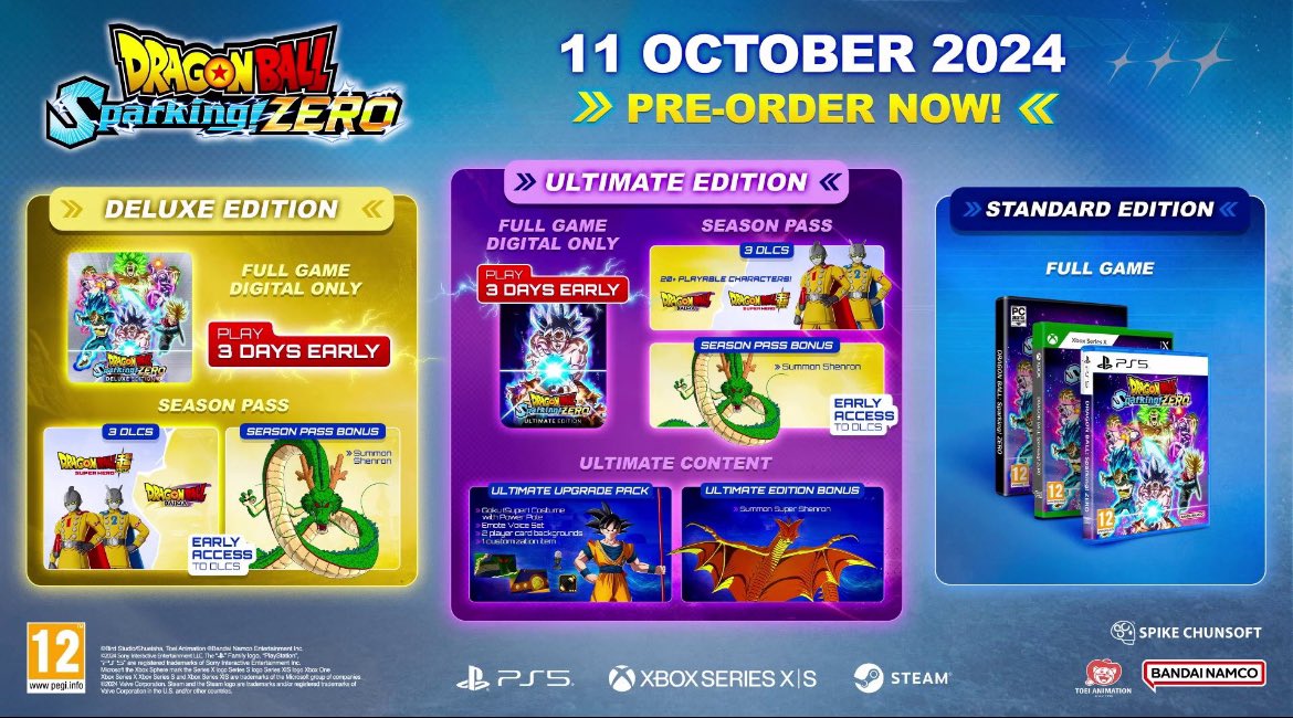 🚨🚨 DRAGON BALL : SPARKING ZERO , 11 OCTOBRE 2024 !
La Ultimate Edition qui nous donne plus de 20 personnages jouables en tant que DLC 🤔👇🏽