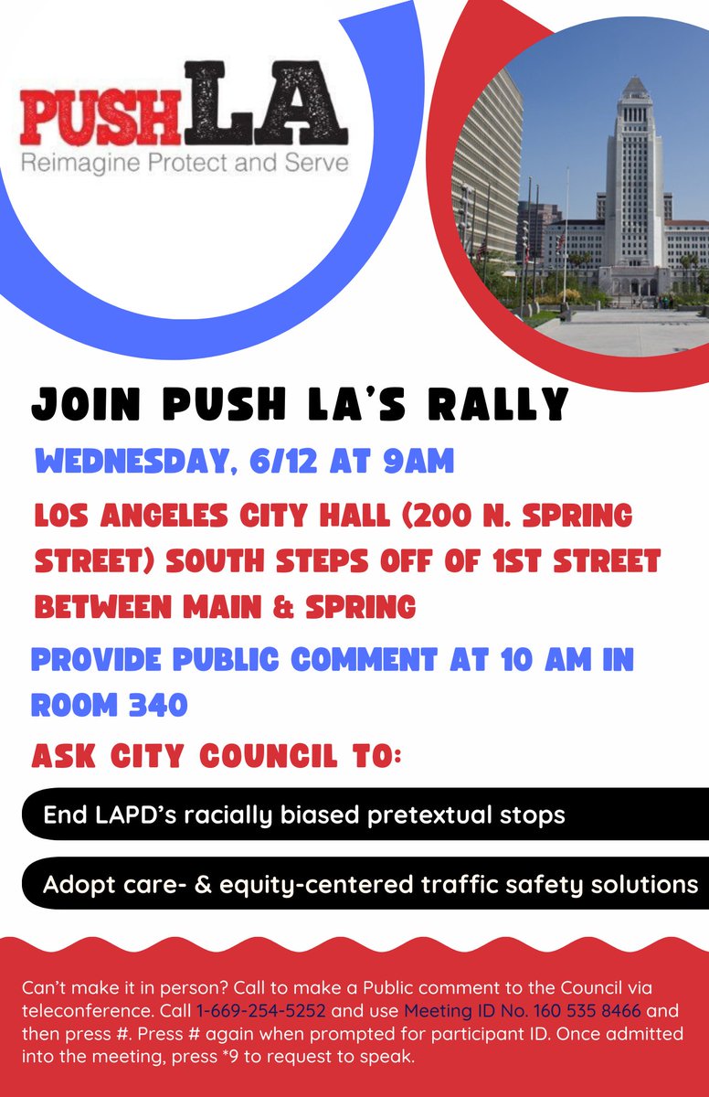 CoCoSouthLA's tweet photo. After four LONG years, the full City Council will hear the motion to take LAPD out of traffic stops. Join us at 9 a.m. at City Hall (200 N. Spring Street) on the South Steps before residents give public comment and let our City leaders know what the PEOPLE want! #STOPTHESTOPS https://t.co/CHAdnhPjuC