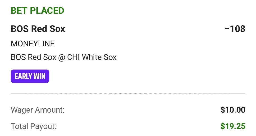 ChefBetLocks's tweet image. #DraftKings
Up 2 Early Win

#LFG Red Sox -108
Battle of the Sox

The Red Sox absolutely destroyed the ball yesterday. Let's hope they brought enough bats to Chicago to get another 24 hits tonight.

#GamblingTwitter #GamblingX
#PrizePicks
