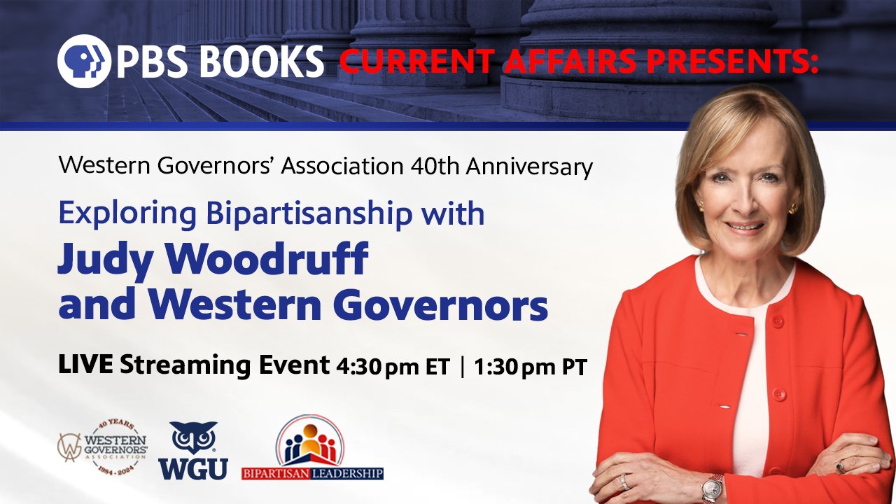 PBS Books on X Tune in on June 10 at 4 30 PM ET Join us for a live conversation from the Western Governors Association meeting. Former NewsHour anchor Judy Woodruff talks