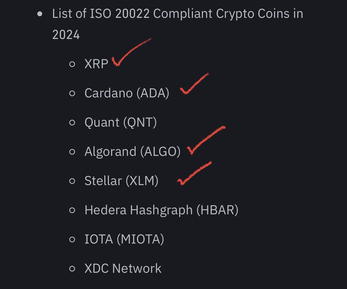Half of the coins that are ISO-20022 compliant are “good for nothing”?  Taking notes🫡