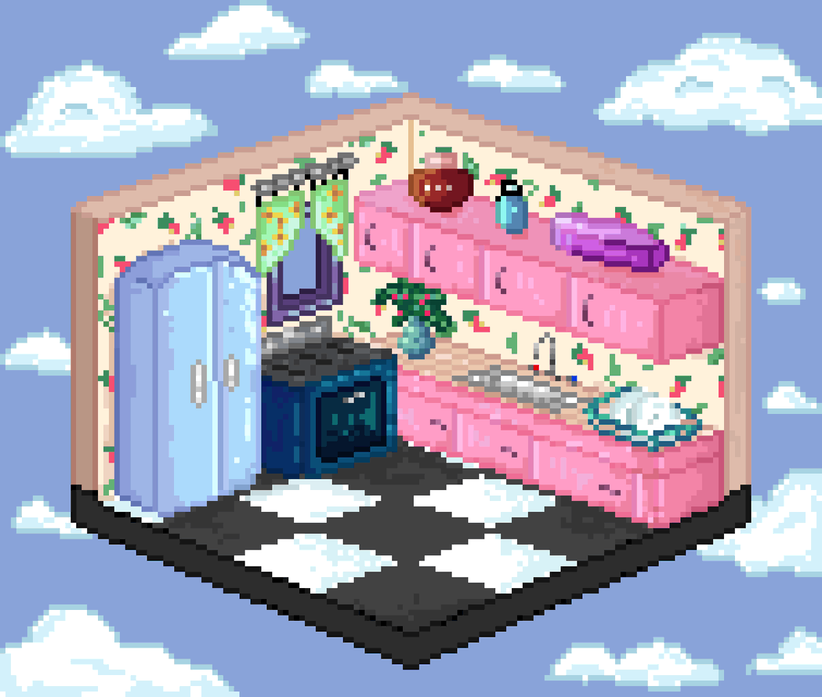 Chococat0wU's tweet image. Inside the house 🎀✨ #pixelart #art