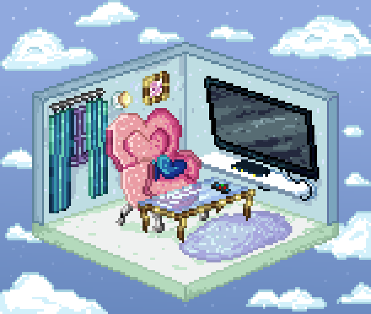 Chococat0wU's tweet image. Inside the house 🎀✨ #pixelart #art