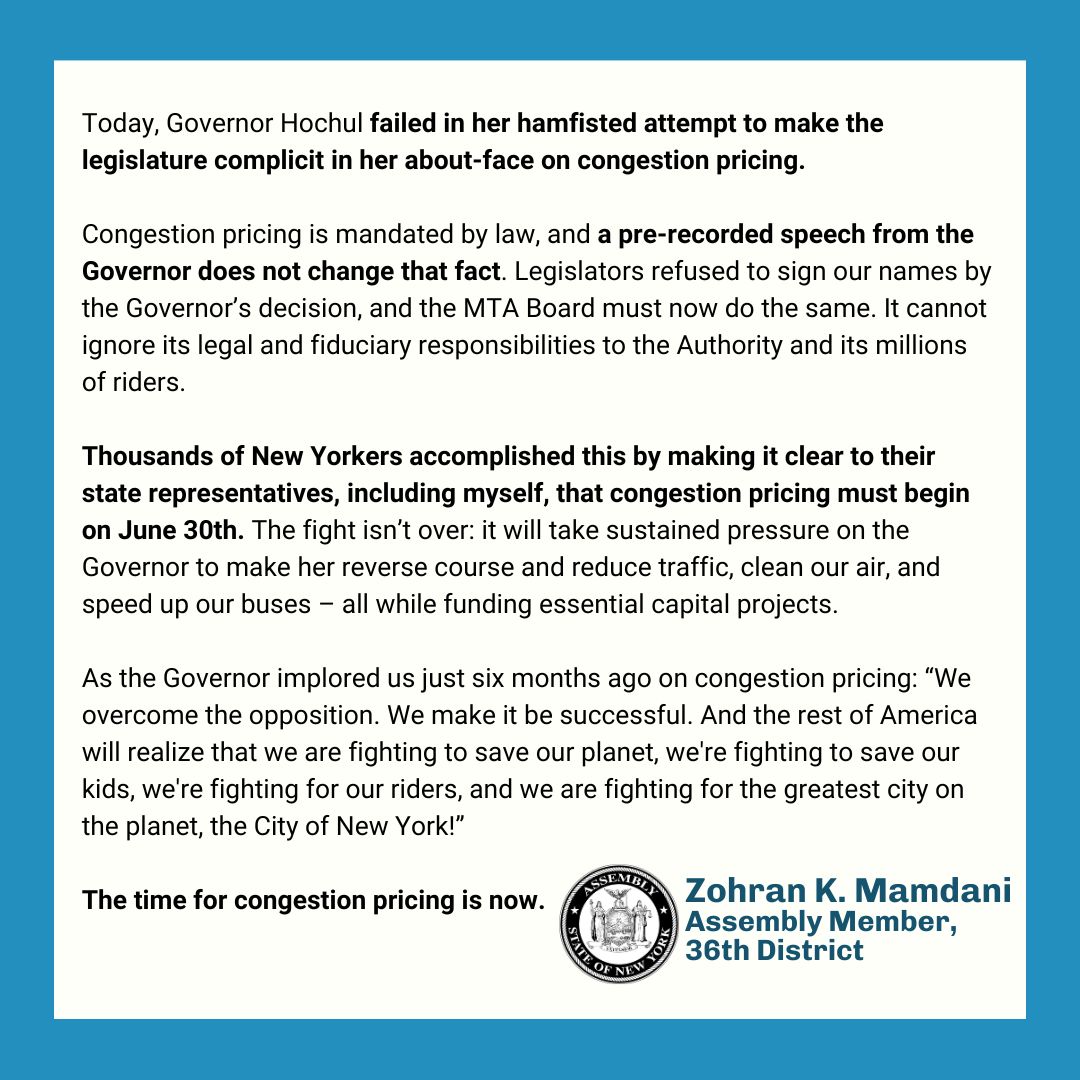 Today, Governor Hochul failed to kill congestion pricing:
