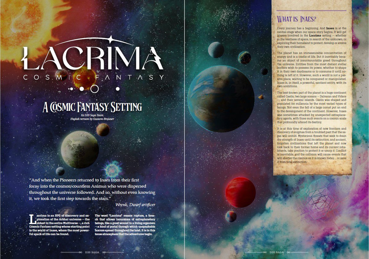 CritBard's tweet photo. WHAT’S UP, SPACE NERDS!

Your galaxial adventure awaits! Check out D20 Saga, a magazine featuring adventures from level 1 to 20, set in a cosmic setting called Lacrima &amp; written by esteemed authors! Races, subclasses, items, &amp; more await you!

/ https://t.co/Xkk2ZrTbzF #sponsored https://t.co/89nrV65NK7