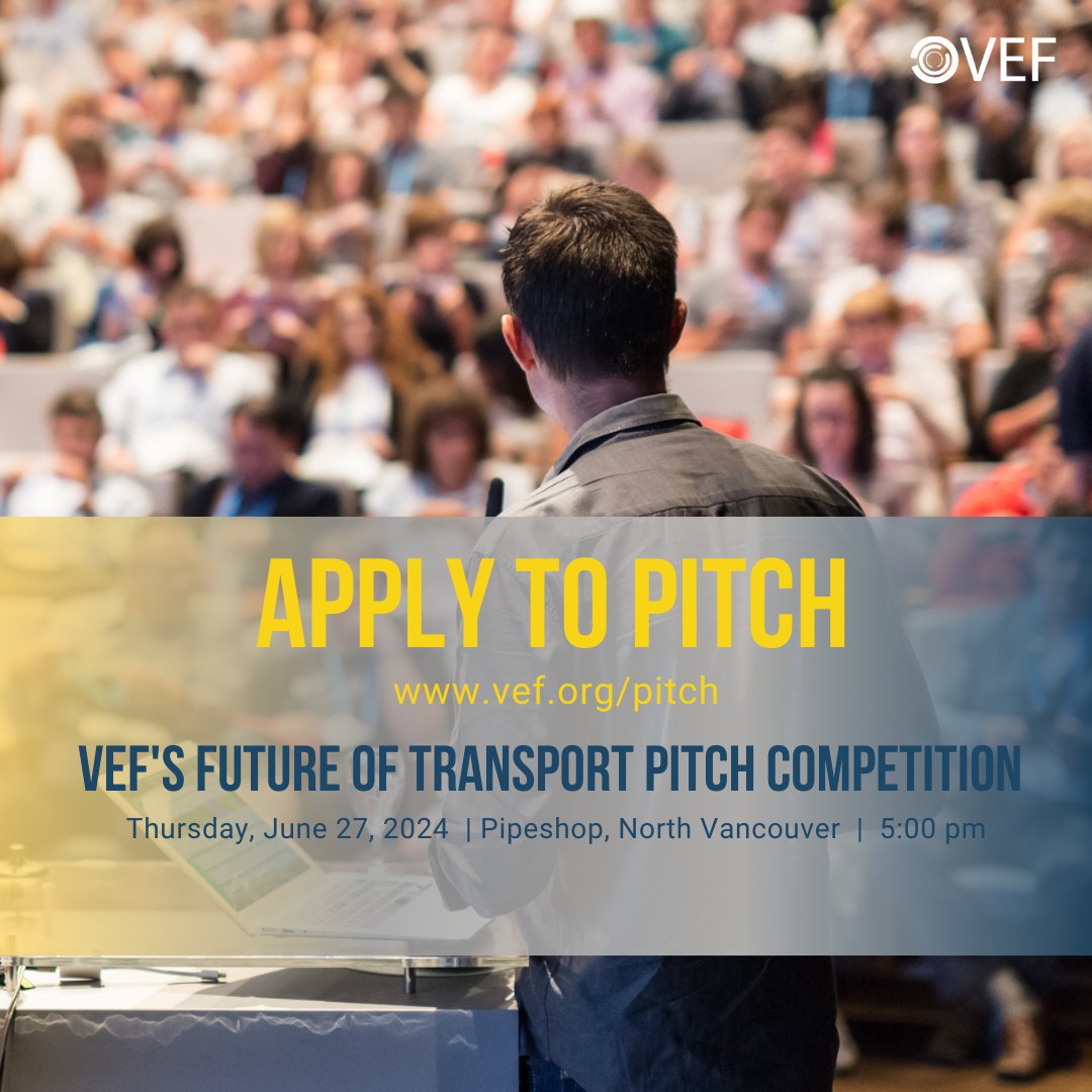 VEF (@vefdotorg) on Twitter photo Are you developing a revolutionary mobility solution?
Apply now to secure your spot on stage and showcase your bold vision, inspiring BHAG, and market traction.
The application deadline is June 13, 2024 11:59 PST! 
Apply to pitch using this link: lnkd.in/gKQyPG-c Are you developing a revolutionary mobility solution?
Apply now to secure your spot on stage and showcase your bold vision, inspiring BHAG, and market traction.
The application deadline is June 13, 2024 11:59 PST! 
Apply to pitch using this link: lnkd.in/gKQyPG-c