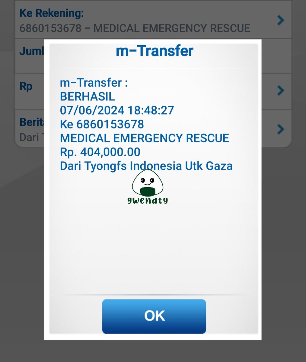 gwendTY's tweet photo. Done transfer to MER-C Indonesia π₯°
#TYONGFSFORPALESTINE https://t.co/hekYoeWY8N