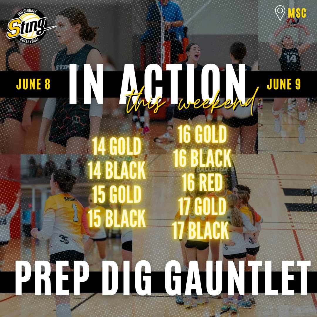Milwaukee Sting 🏐 (@stingvb1988) on Twitter photo ITS THAT TIME OF YEAR AGAIN‼️ Good luck to our 14s-17s as they take on the <a href="/PrepDig/">Prep Dig 🏐</a> gauntlet at the MSC this weekend💪🏼🐝🐝
#mkesting #beechampions ITS THAT TIME OF YEAR AGAIN‼️ Good luck to our 14s-17s as they take on the <a href="/PrepDig/">Prep Dig 🏐</a> gauntlet at the MSC this weekend💪🏼🐝🐝
#mkesting #beechampions