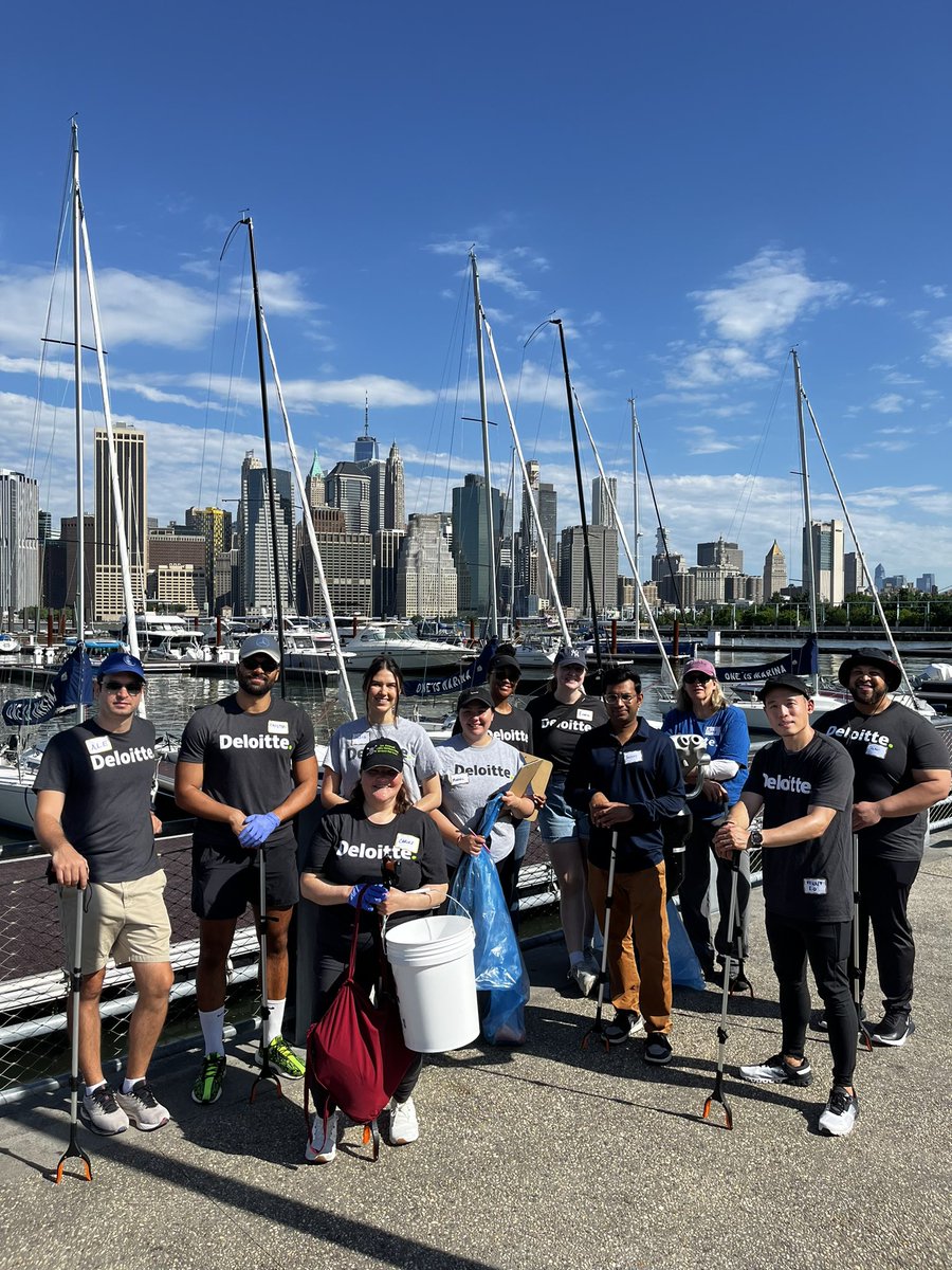 ANoelleJay's tweet photo. On @Deloitte's 25th anniversary of Impact Day I led 35 volunteers in a coastal cleanup at an organization dear to me, @bbpboathouse! It was a phenomenal day of not only giving back to NYC but also building community and connection #impactThatMatters https://t.co/QvPbIbh9Uq