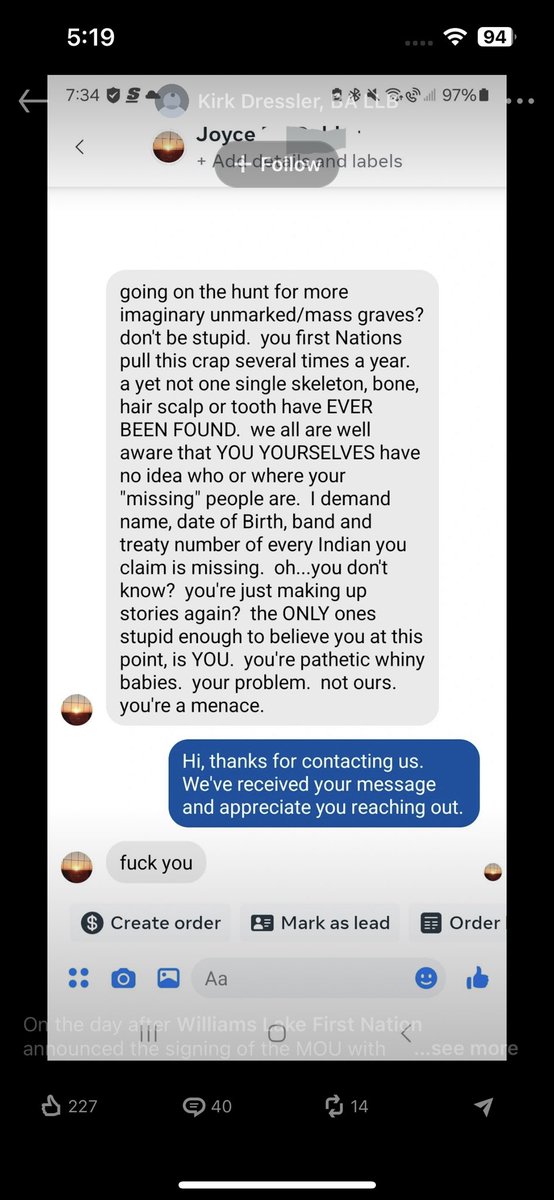 SeanCarleton's tweet photo. This is what residential school denialism looks like; the targeted and venomous anti-Indigenous hatred is obvious and very harmful. Much love and support to the Williams Lake First Nation, and other Nations, undertaking the difficult work of putting truth before reconciliation: https://t.co/oBfqh0A9J5